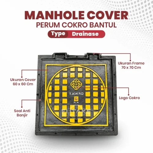 dimensi Manhole Cover Perum Cokro Bantul 70 x 70 cm