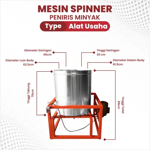 dimensi mesin spinner minyak kapasitas 50 kg