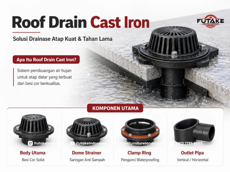 komponen roof drain cast iron