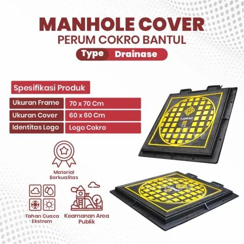 spesifikasi Manhole Cover Perum Cokro Bantul 70 x 70 cm