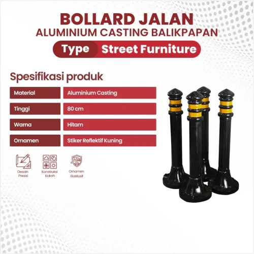 spesifikasi bollard jalan aluminium balikpapan 80 cm