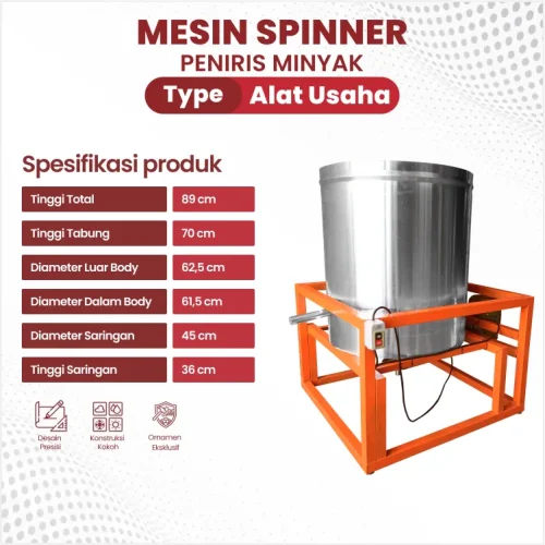 spesifikasi mesin spinner minyak kapasitas 50 kg