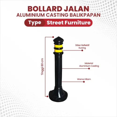 ukuran bollard jalan aluminium balikpapan 80 cm
