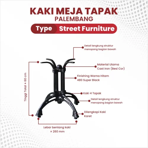 desain Kaki Meja Palembang Tapak 4 60 cm