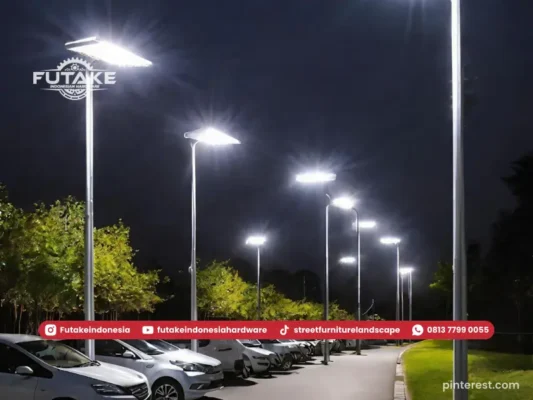 Tiang PJU oktagonal 7 meter galvanis untuk penerangan jalan outdoor