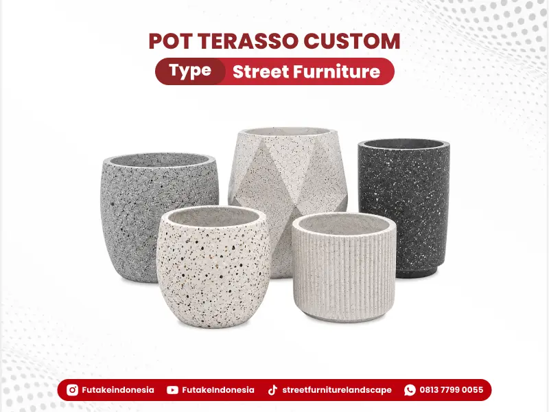 Pot teraso custom Futake untuk kebutuhan landscape taman dan area outdoor