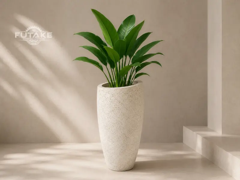 pot teraso diameter miring atau slend top dengan tanaman