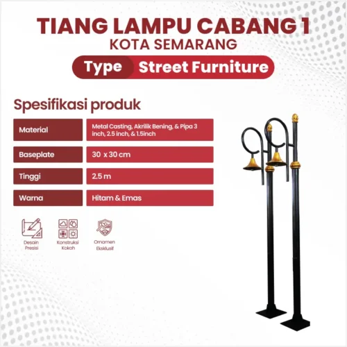 spesifikasi Tiang Lampu Semarang Cabang 1 Tinggi 2,5 Meter