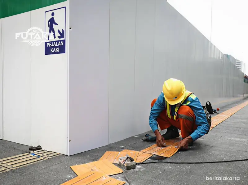 Perhitungan kebutuhan guiding block berdasarkan panjang jalur dan ukuran produk