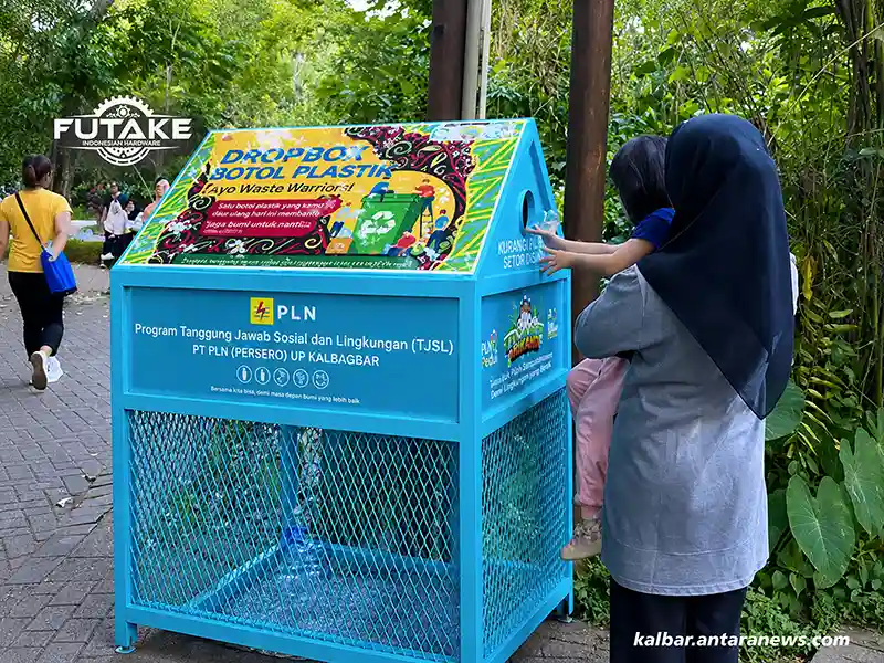 Tempat sampah botol plastik berbahan besi dan jaring expanded metal