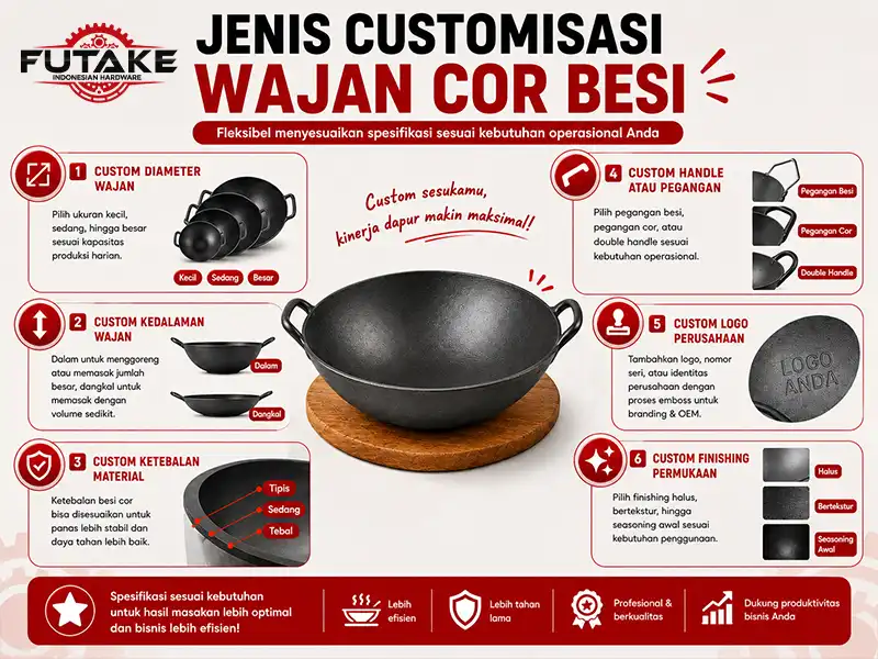 6 hal yang dapat dicustom untuk produk wajan besi cor, jadi custom sesukanya