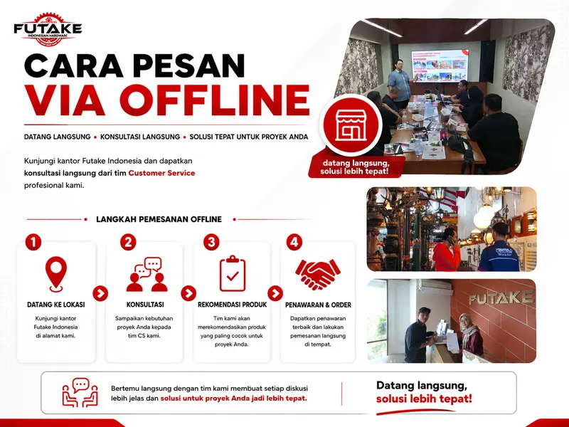 cara pesan tiang lampu custom Futake lewat offline