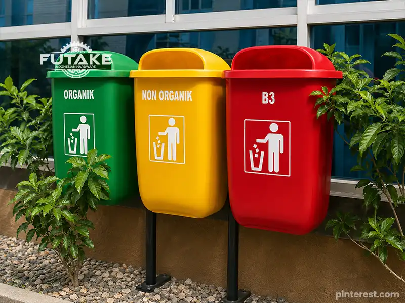 Tempat sampah fiber untuk area publik dan komersial dengan desain yang kokoh