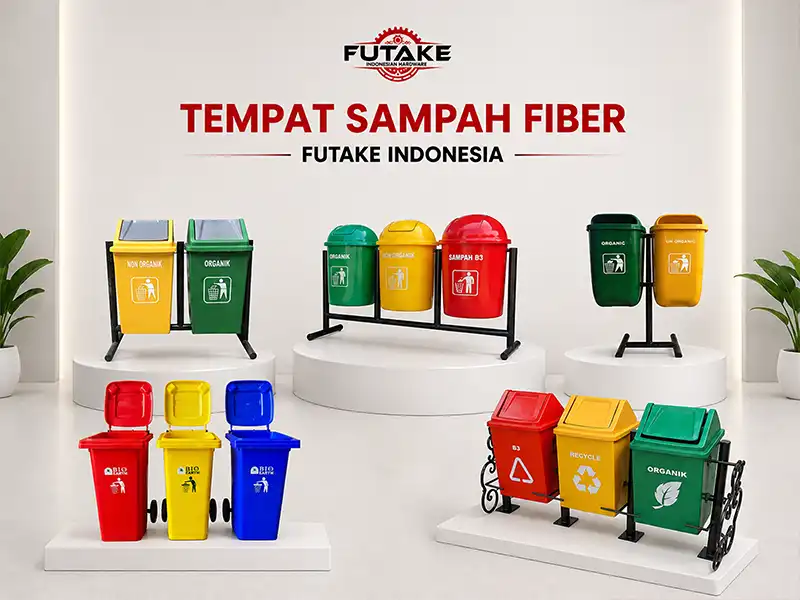 Tempat sampah fiber 3 in 1 ready stock Futake Indonesia kapasitas 40 liter