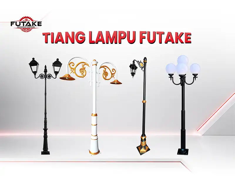 Produk tiang lampu Futake dengan material berkualitas untuk kebutuhan jalan, taman, kawasan komersial, dan fasilitas publik.